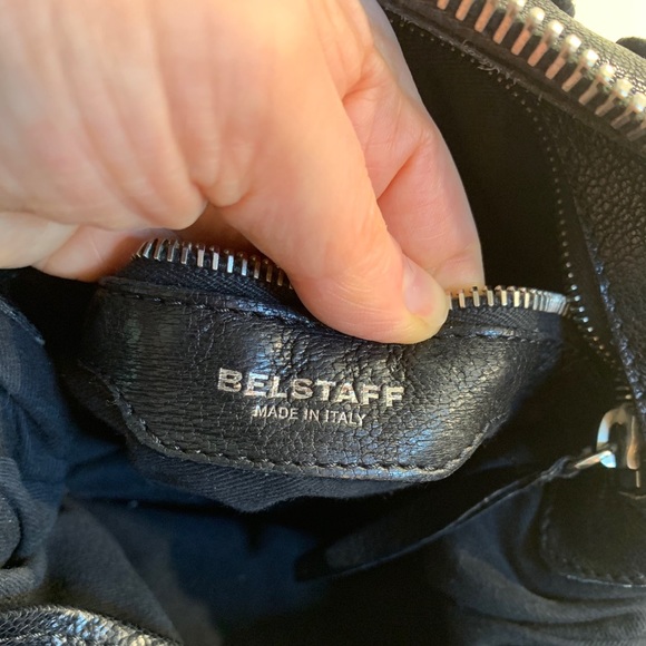 Belstaff Cross Body Black Leather Grommet Handbag CrossBody or Tote! - Picture 10 of 16